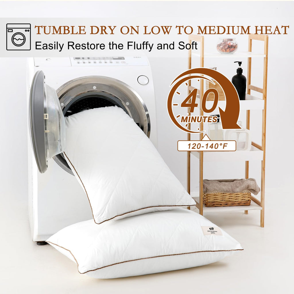 Soft Natural Wool Pillow King Size Set of 2 Cotton Cover W634