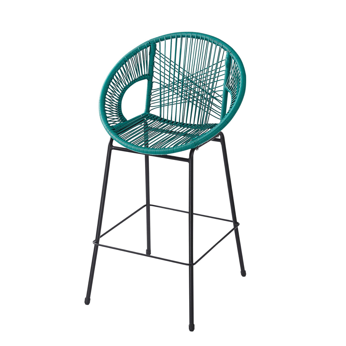 Teal Faux Wicker Outdoor Bar Stool Set of 2 P2294