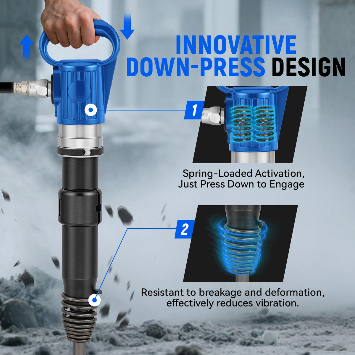 Pneumatic Hammer Shovel, 2 Heavy-Duty Air Chisels D585