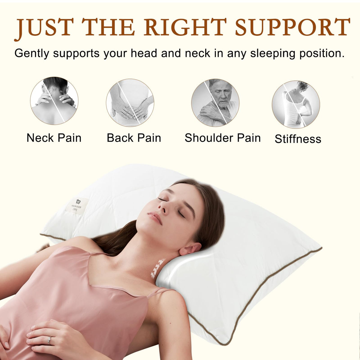 Soft Natural Wool Pillow King Size Set of 2 Cotton Cover W634