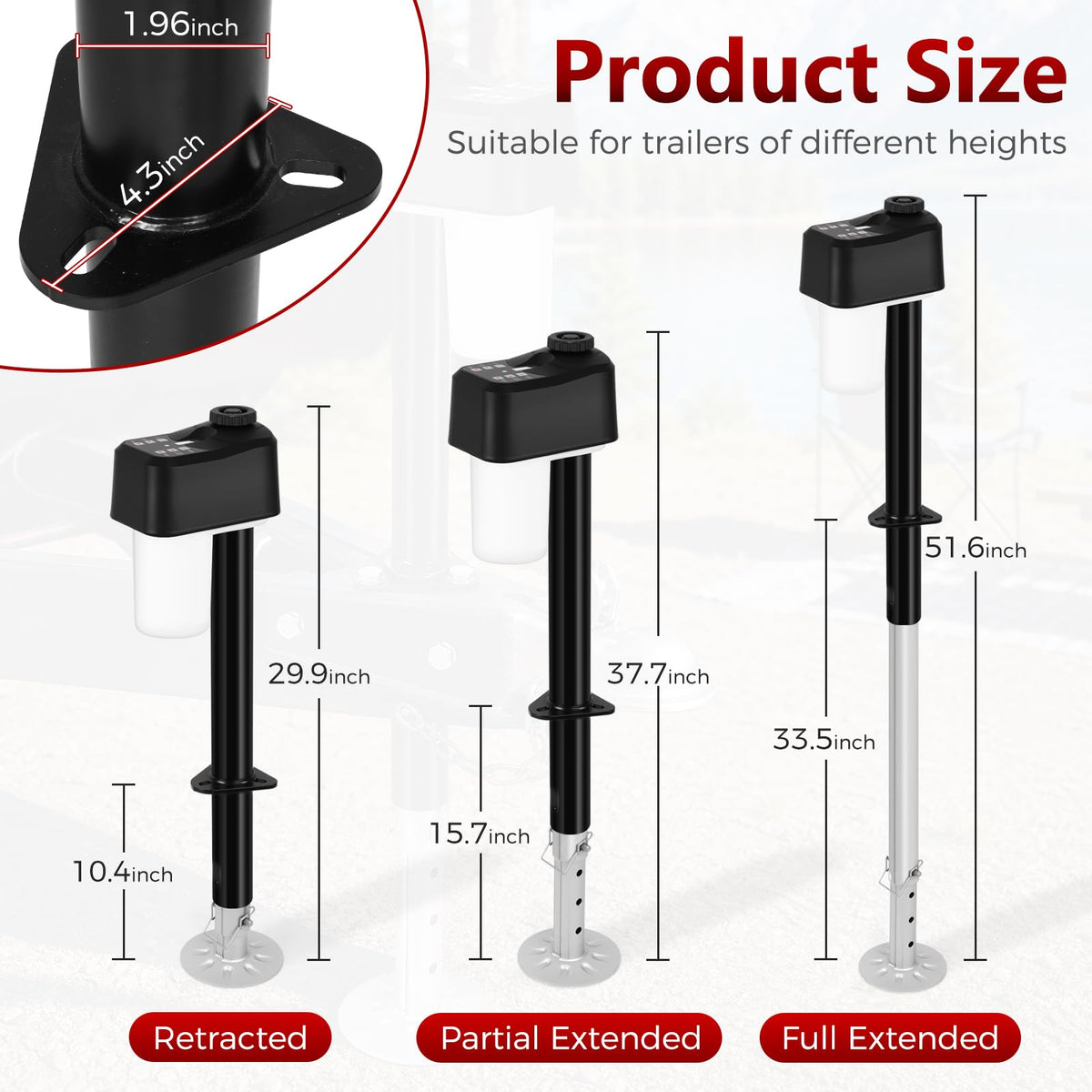 Electric Trailer Jack with 2 Remote Control, IP65 Waterproof F727