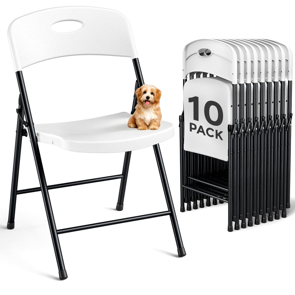 White 10 Pack Plastic Folding Chair Q737