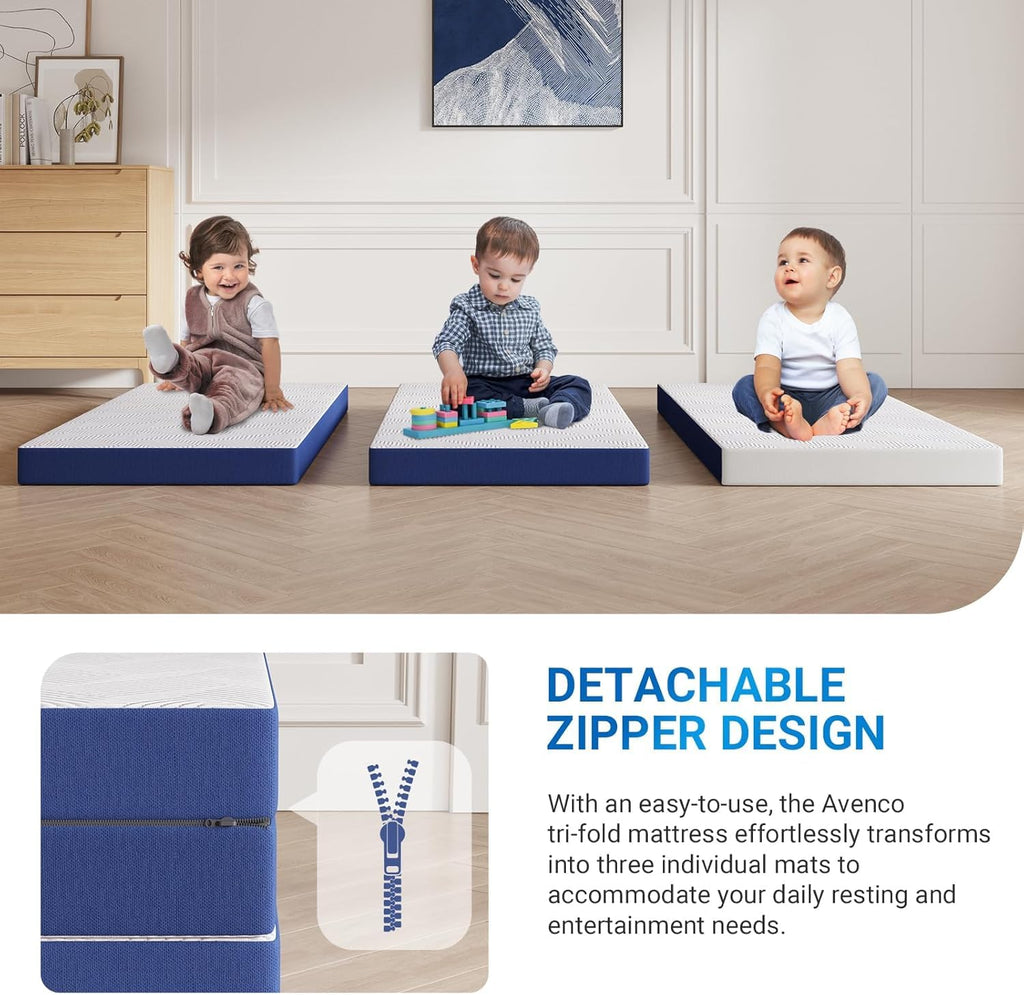 4 Inch Tri-Fold Memory Foam Mattress Topper N978838
