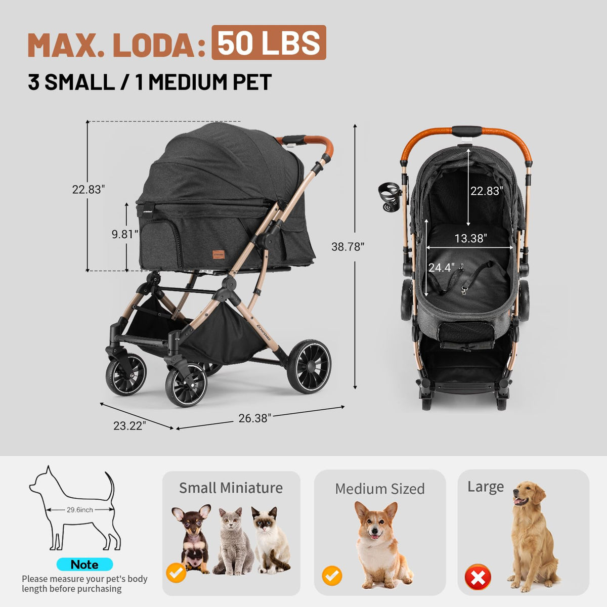 4-Wheel Pet Stroller with Reversible Handle C714477