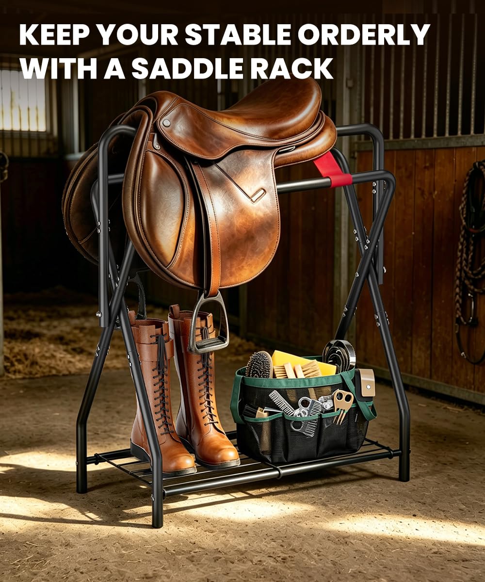 Portable Folding Saddle Rack with Storage R55678