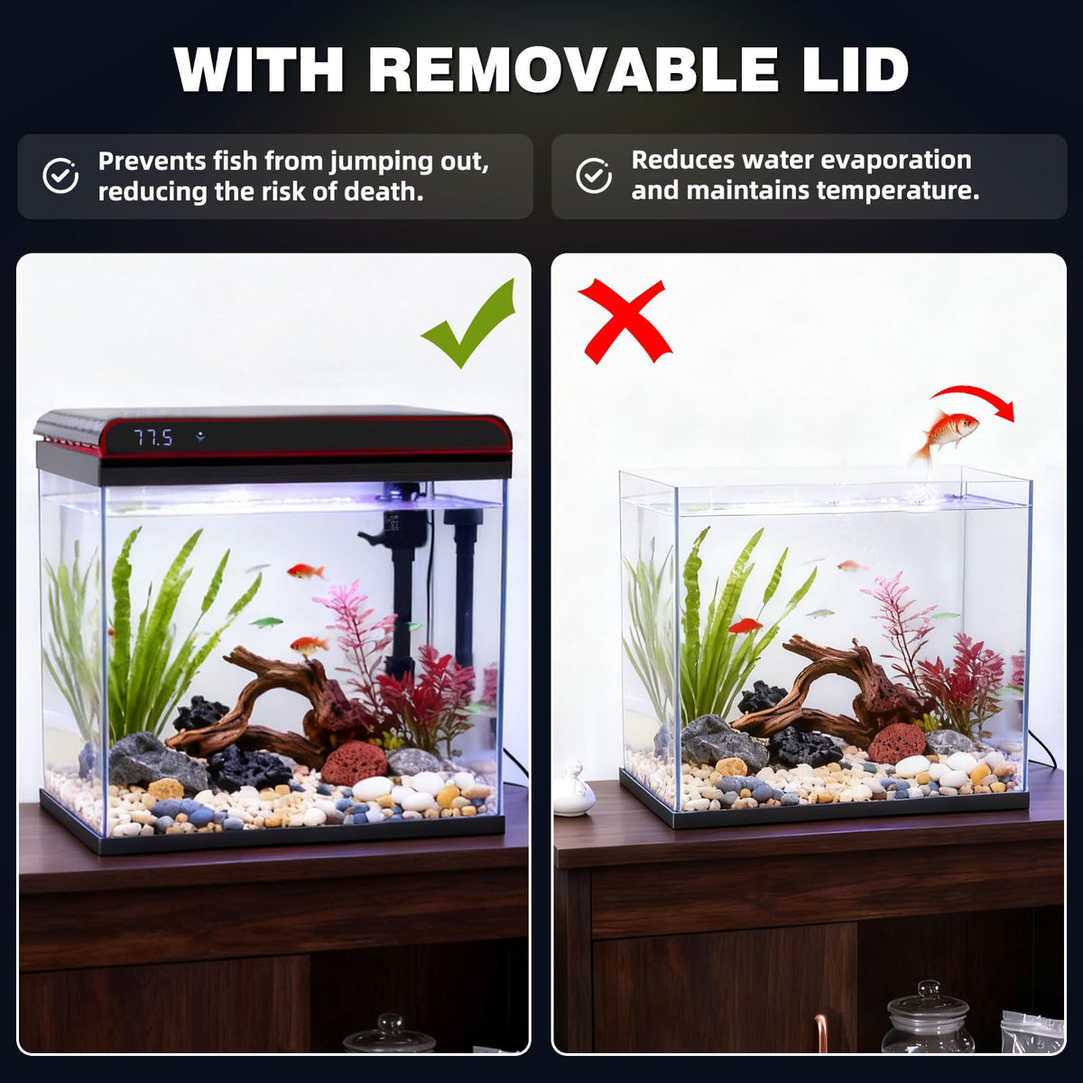 20 Gallon Glass Fish Tank Aquarium Starter Kit with LED Lights Filter Pump Y900870