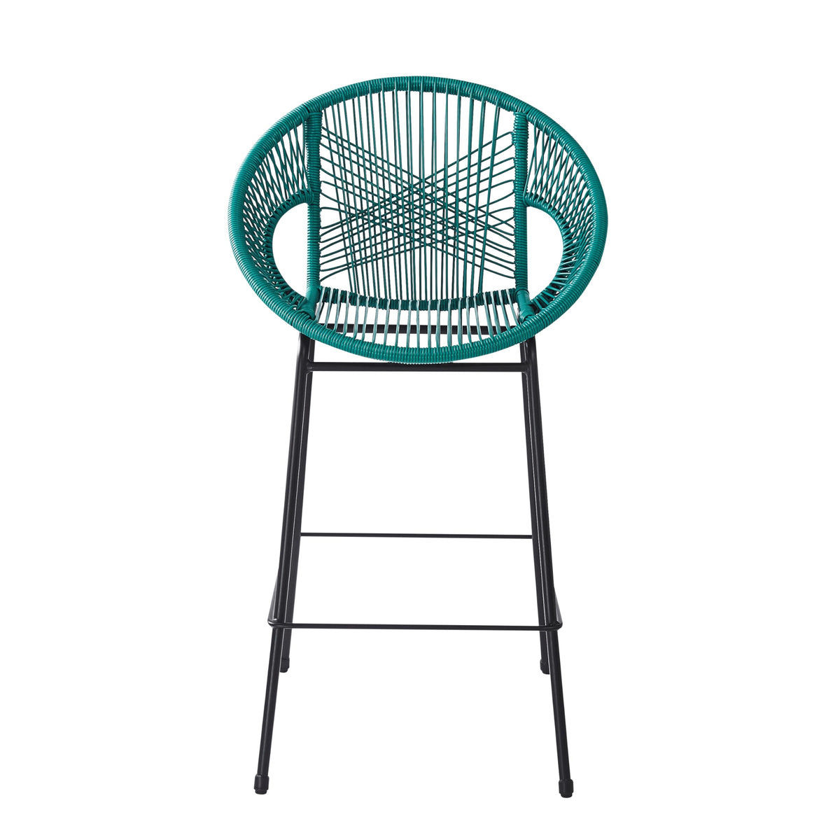 Teal Faux Wicker Outdoor Bar Stool Set of 2 P2294