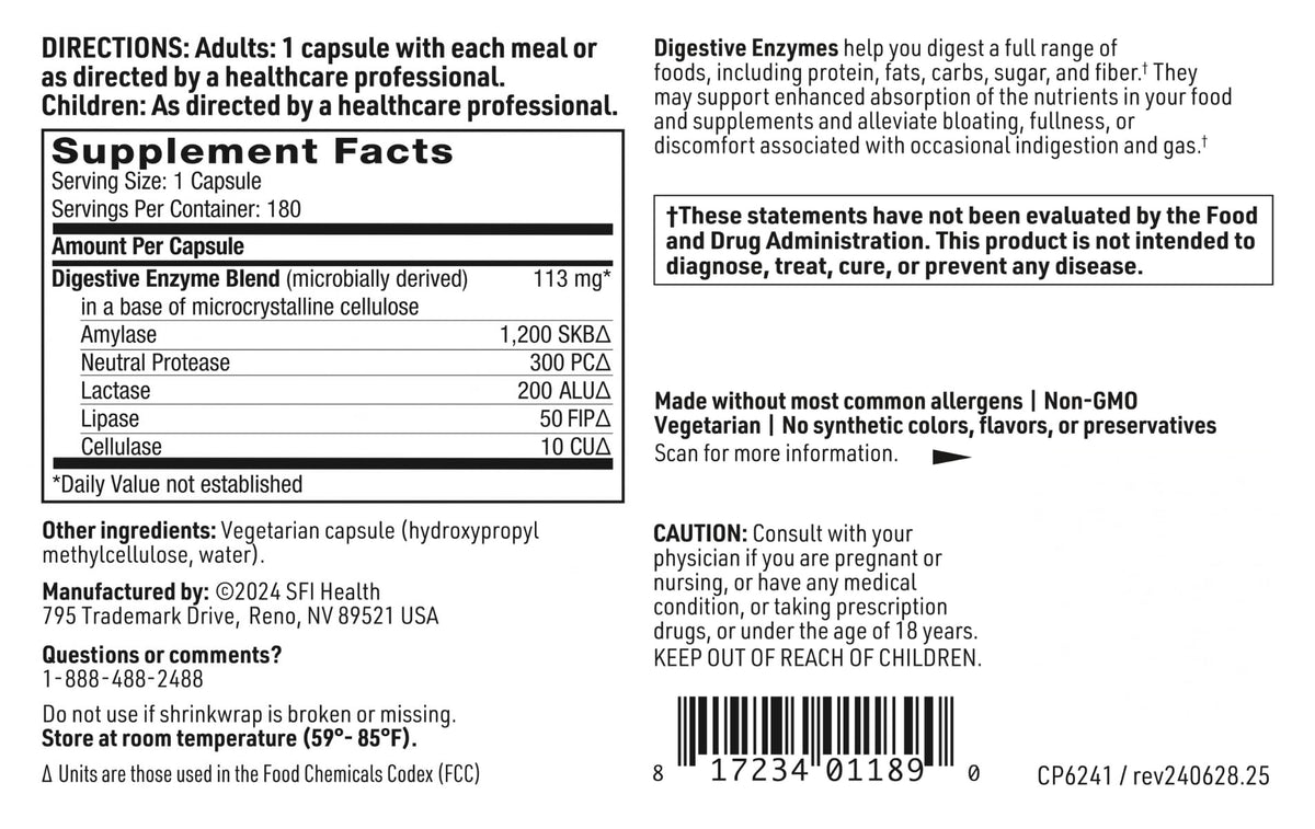 180 Capsules Digestive Enzymes P720