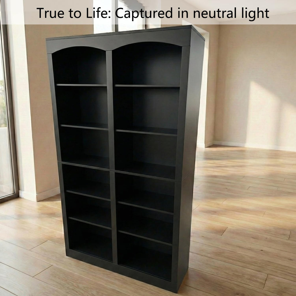71" Tall Black 12-Tier Wood Bookcase X370480