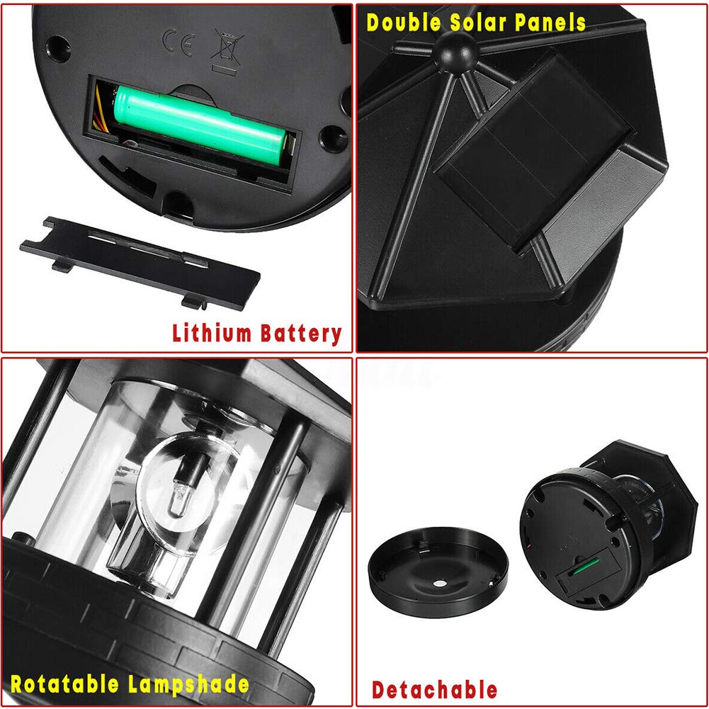 4.33inch LED Solar Powered Lighthouse IP44 Waterproof 360 Degree Rotating Lamp Black R63426