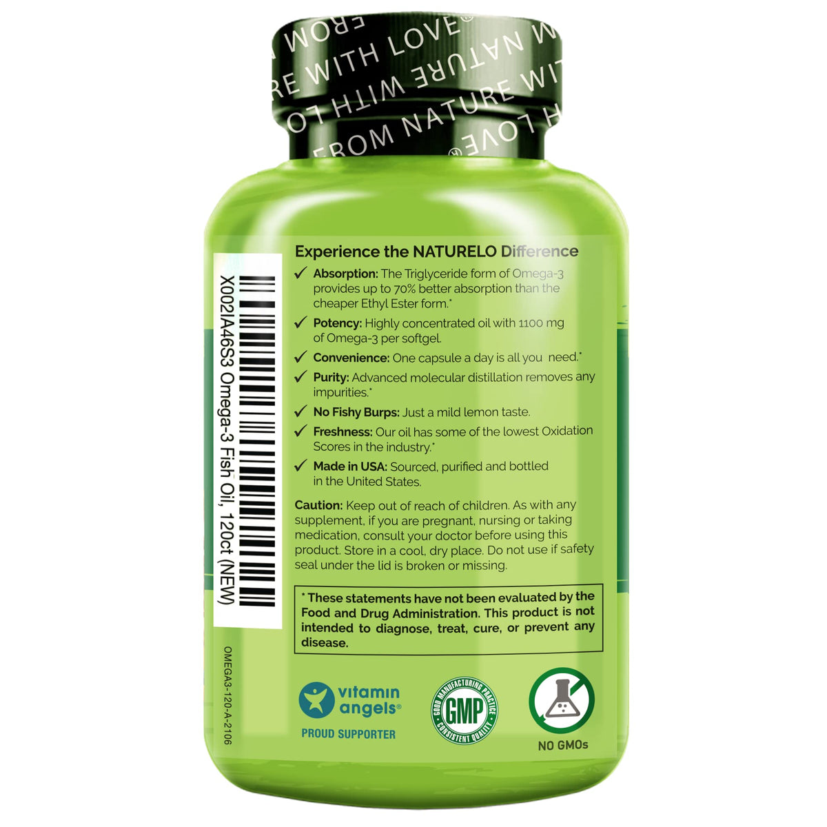 Omega 3 Fish Oil Supplement 1100mg 120 Softgels T103