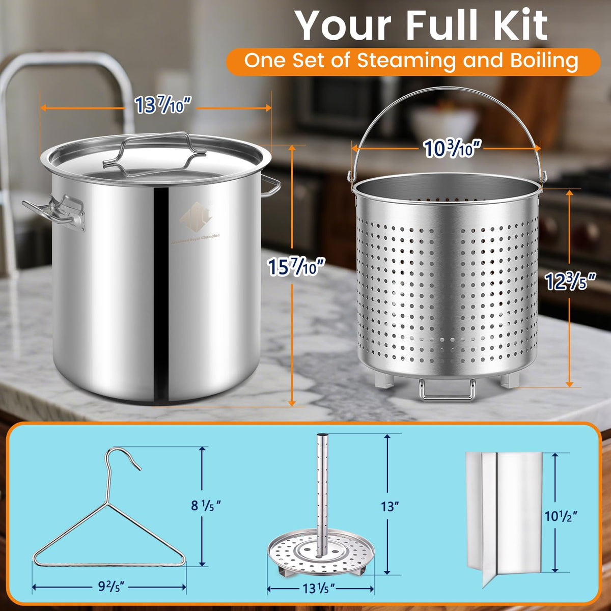 40 Quart Stainless Steel Stockpot with Basket and Steam Rack X5291