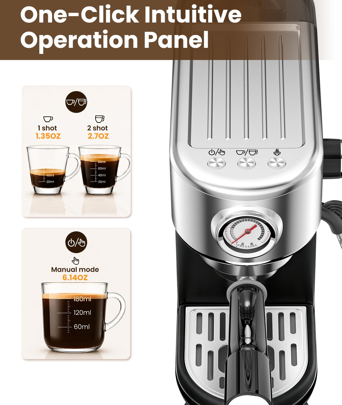 20 Bar Espresso Coffee Machine with Milk Frother G475