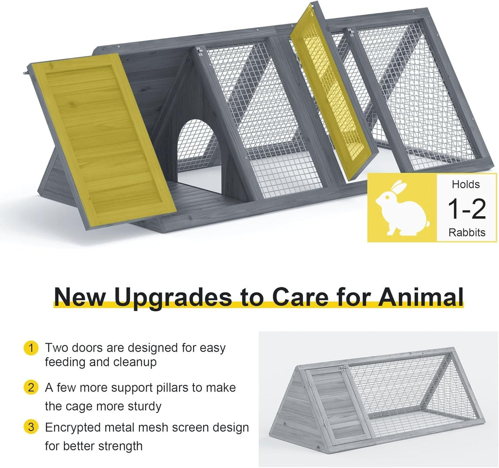 Wooden A-Frame Rabbit Hutch with Chicken Run W9274