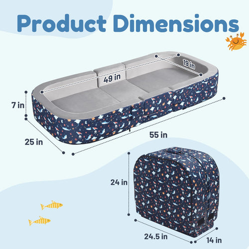 2-in-1 Foldable Toddler Travel Bed with Foam Safety Rails L98321