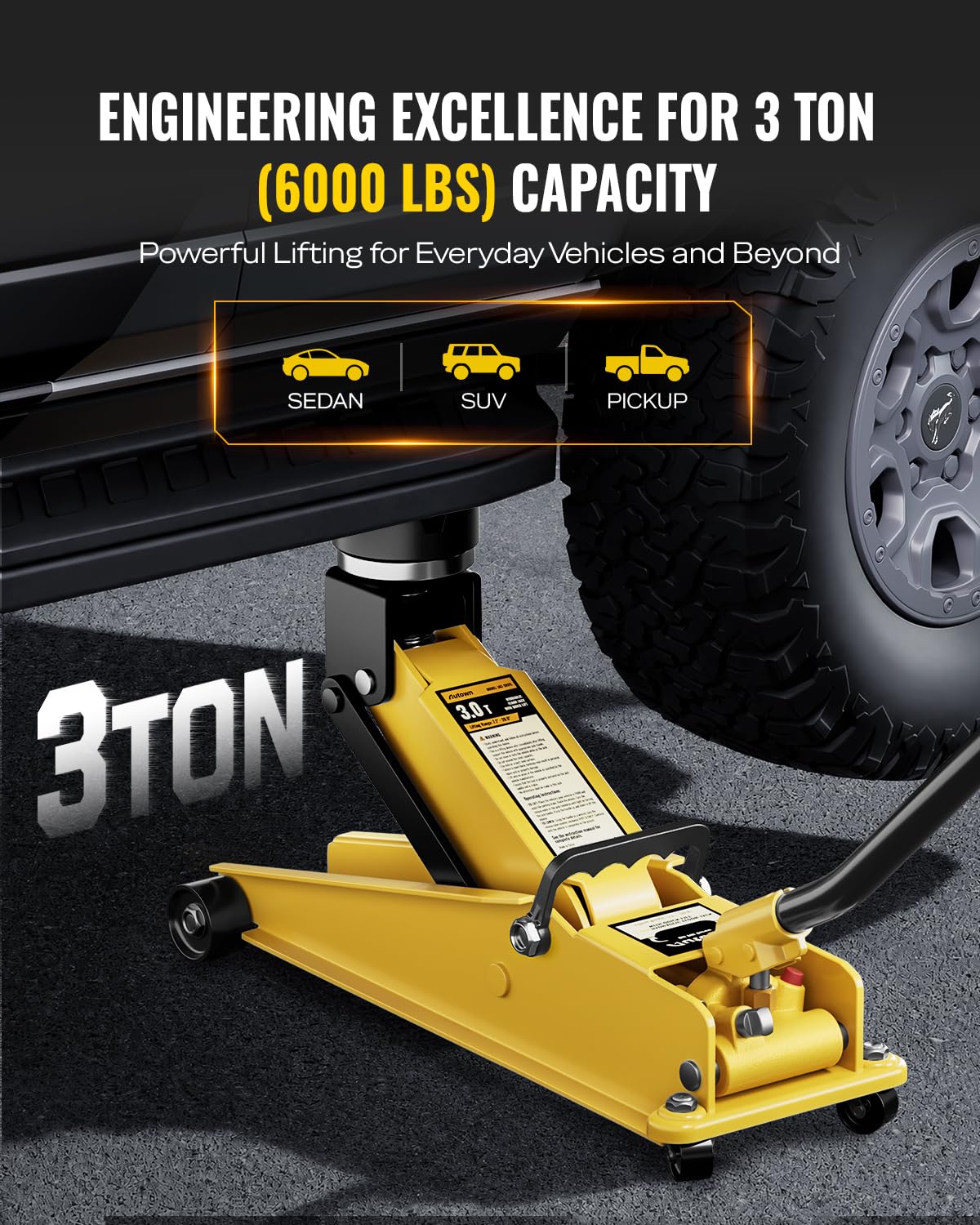 Heavy Duty 3 Ton Hydraulic Floor Jack X3490