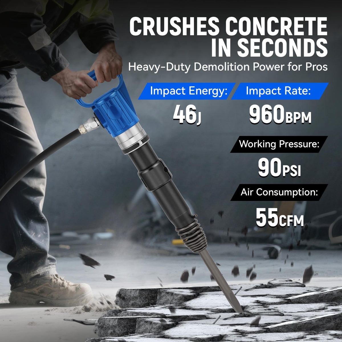 Pneumatic Hammer Shovel, 2 Heavy-Duty Air Chisels D585