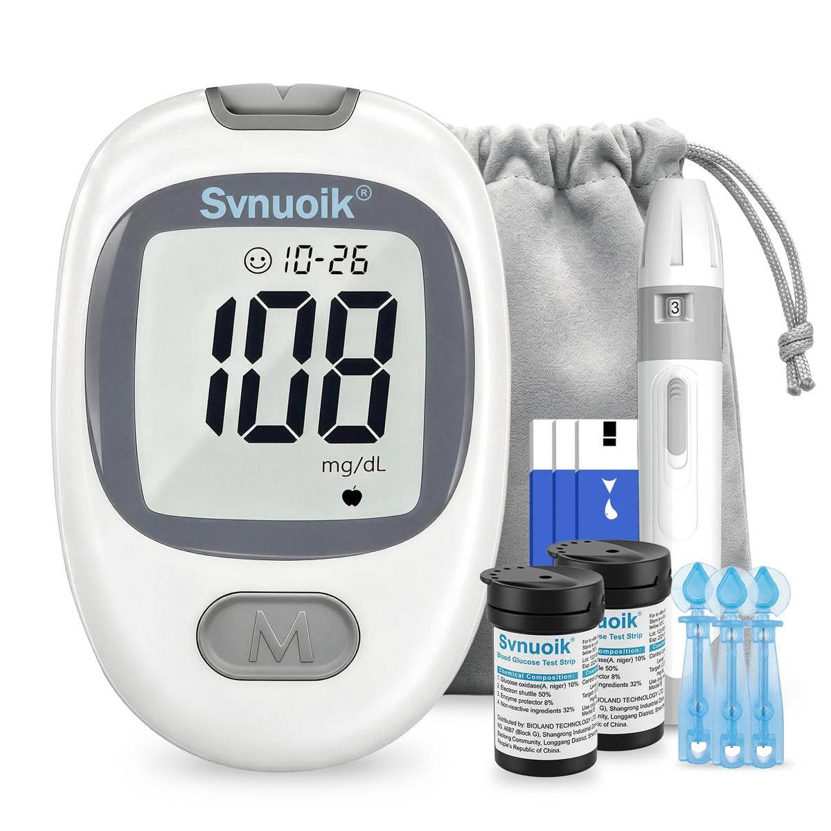 Blood Glucose Monitor Kit with 100 Strips & Lancets M461839