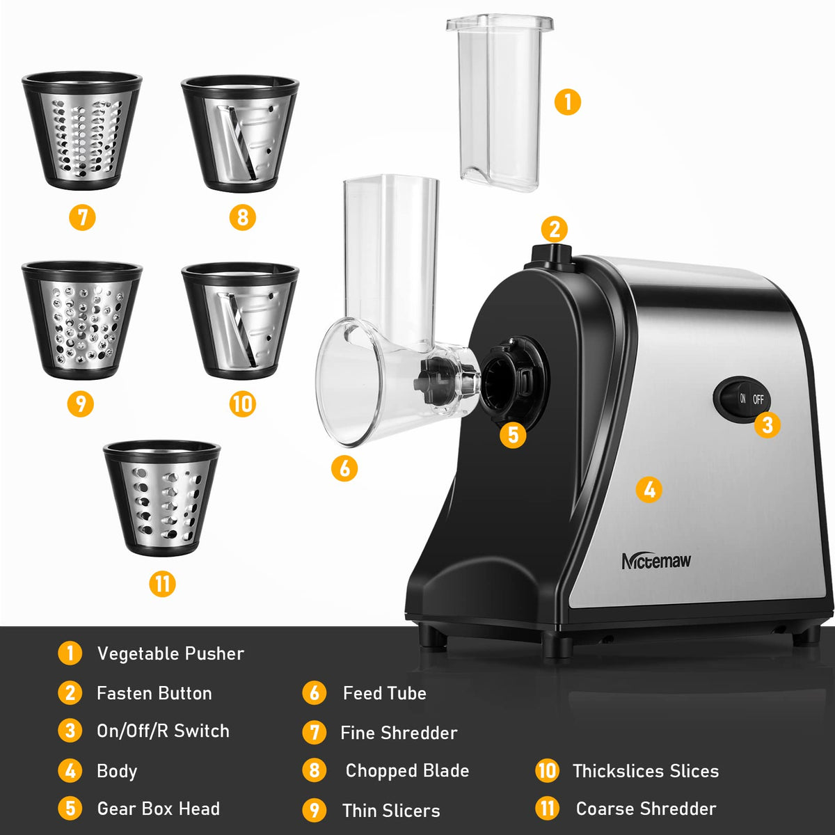 Electric Vegetable Cutter 500 W with 5 Cutting Drums O367877