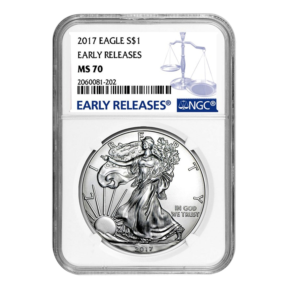 2017 $1 American Silver Eagle Coin MS70 Z304079