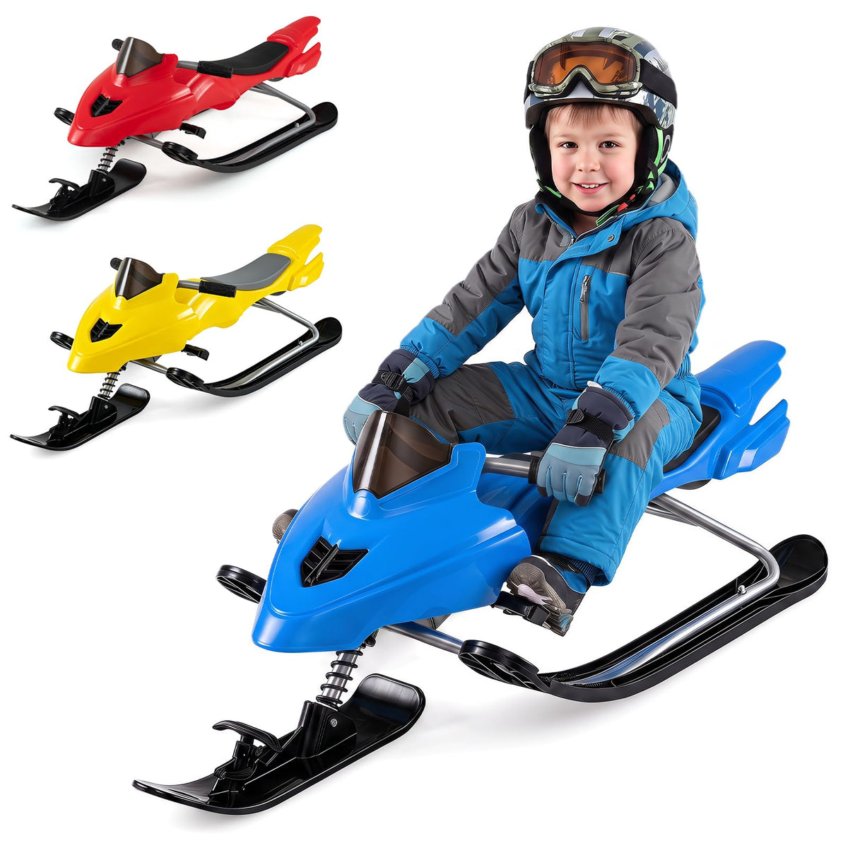 Snow Racer Sled with Brakes, Steering Handle, Tow Ropes I441547