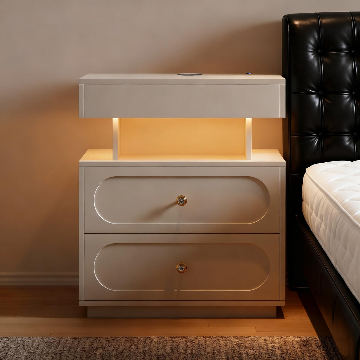 3-Drawer LED Nightstand with Light C2691