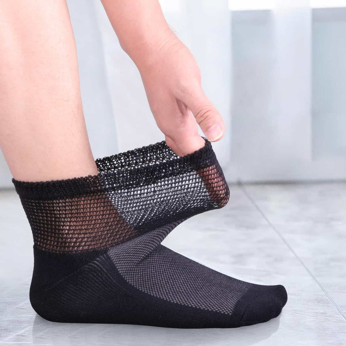 Bamboo Viscose Diabetic Socks, Black, Size 10-13, 5 Pairs H23676