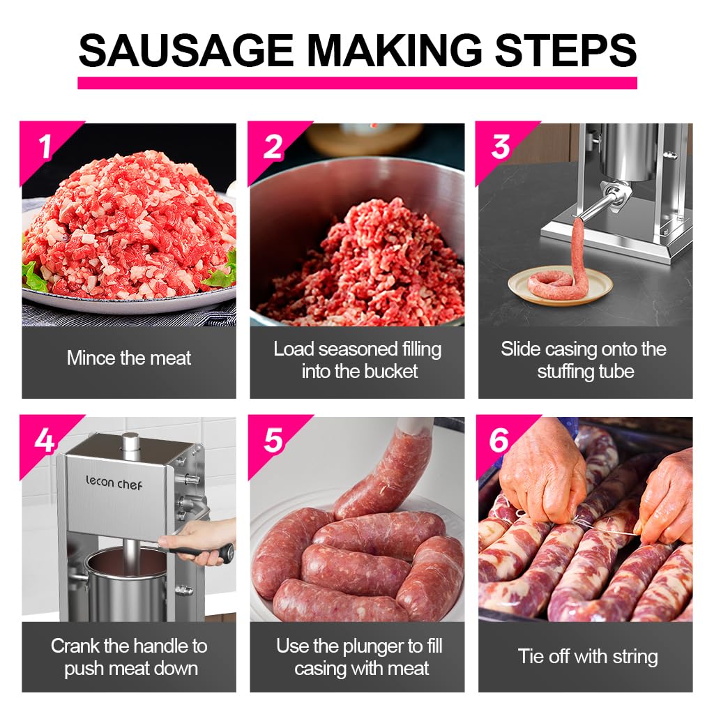 Manual Sausage Stuffer 11lbs/5L Vertical 4 Tubes E118