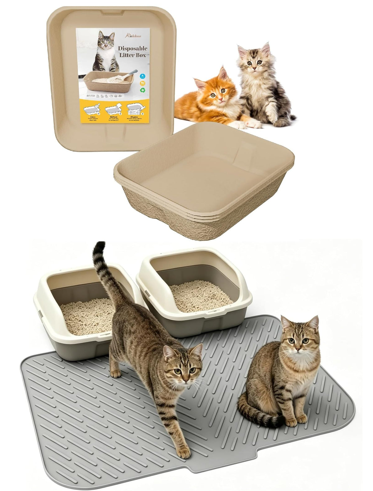 35"x27" Silicone Cat Litter Mat, 4 Pack Disposable Cat Litter Boxes H7239