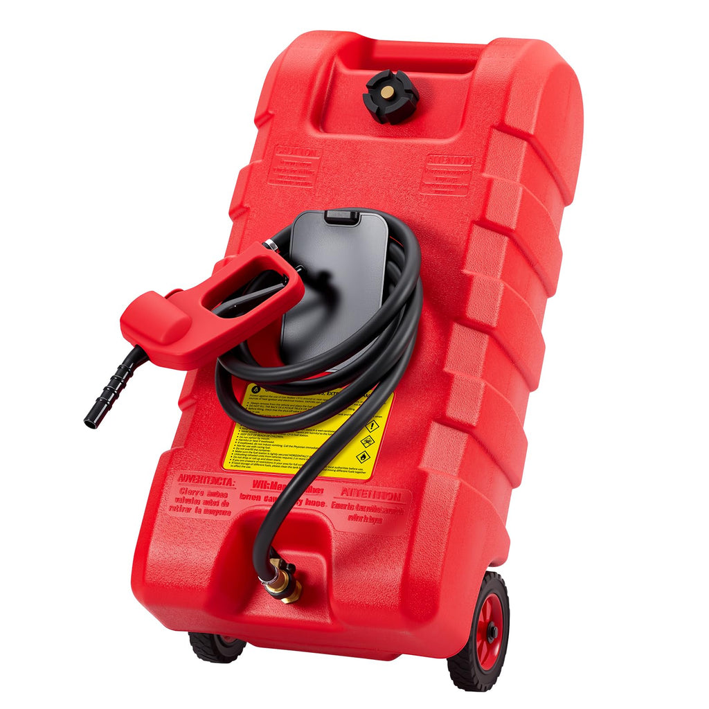 15 Gallon Portable Fuel Gas Can with Wheels and Hose J1052