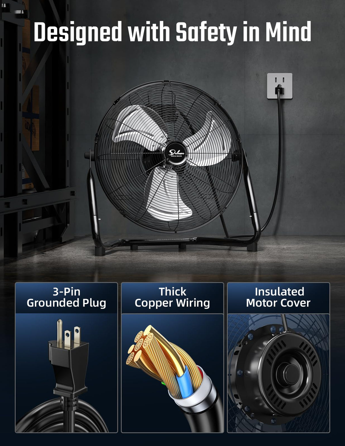 18 Inch 3-Speed Metal Floor Fan F1814
