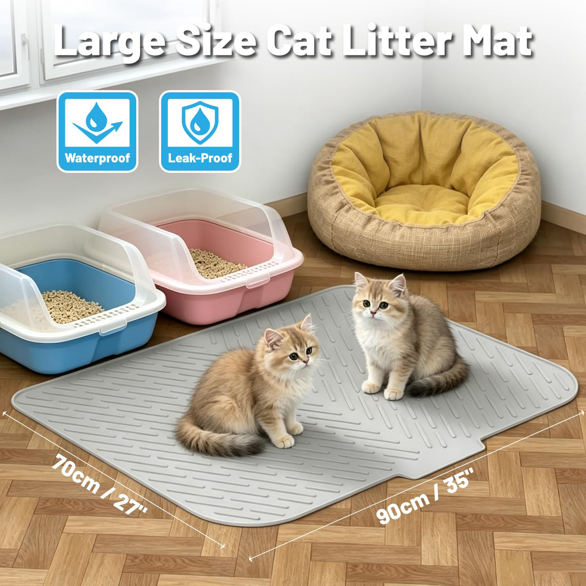 35"x27" Silicone Cat Litter Mat, 4 Pack Disposable Cat Litter Boxes H7239