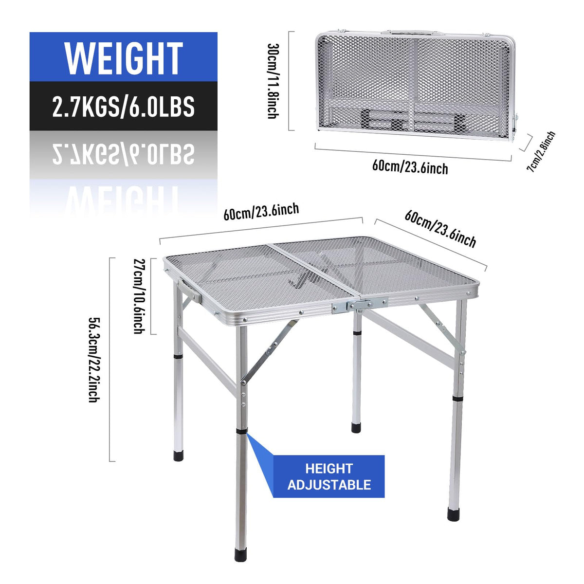 Height Adjustable Aluminum Folding Table P554874