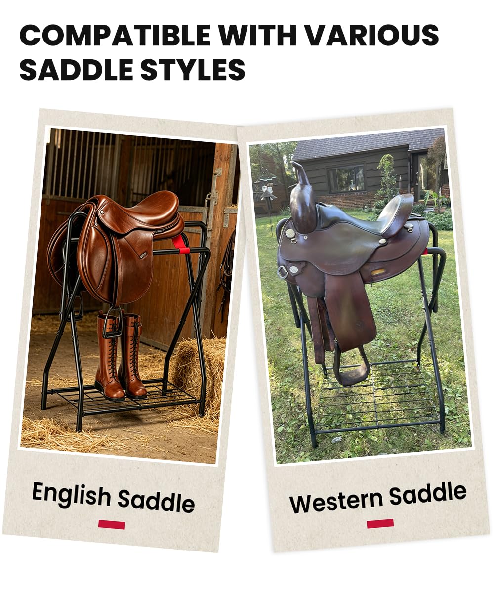 Portable Folding Saddle Rack with Storage R55678