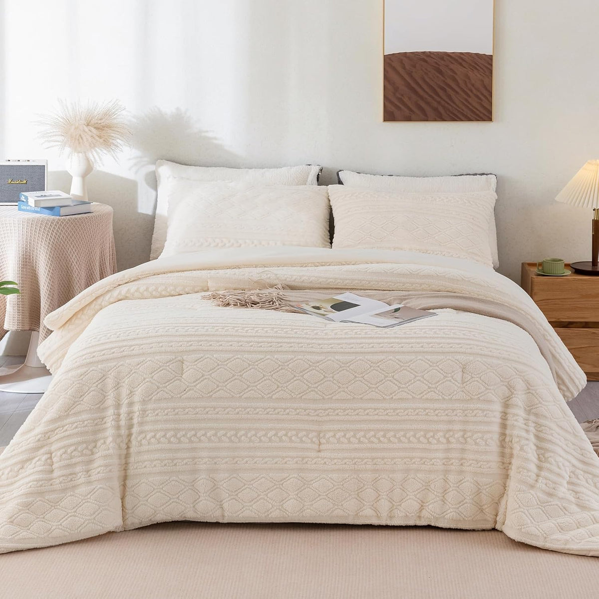 White King Size Sherpa Fleece Down Alternative Comforter Set M98810