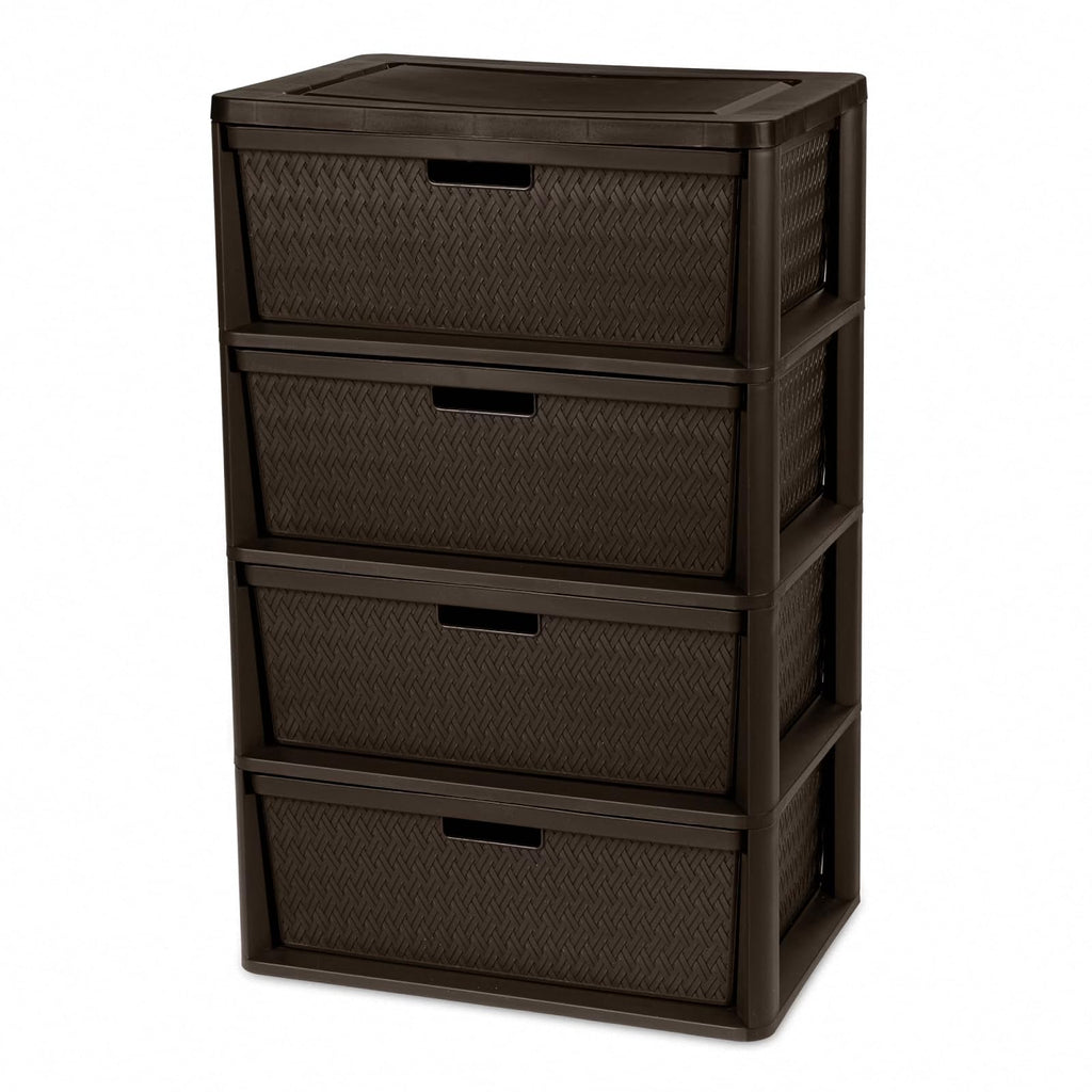 Brown 4-Drawer Plastic Storage Chest Z694509