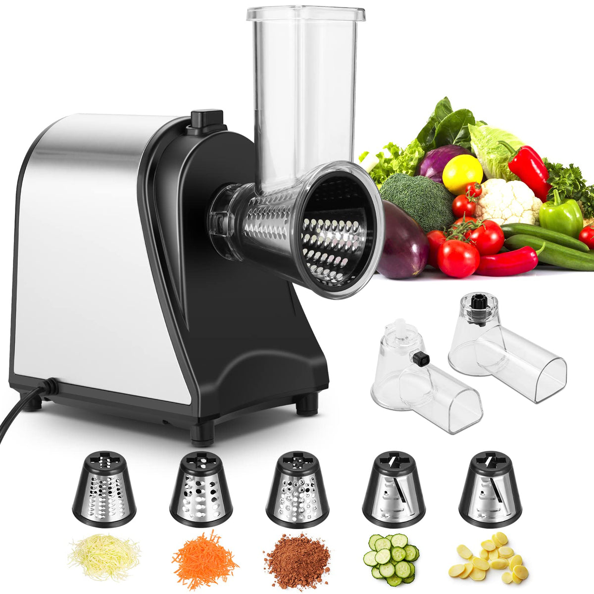 Electric Vegetable Cutter 500 W with 5 Cutting Drums O367877