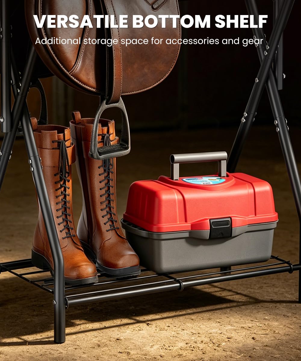 Portable Folding Saddle Rack with Storage R55678