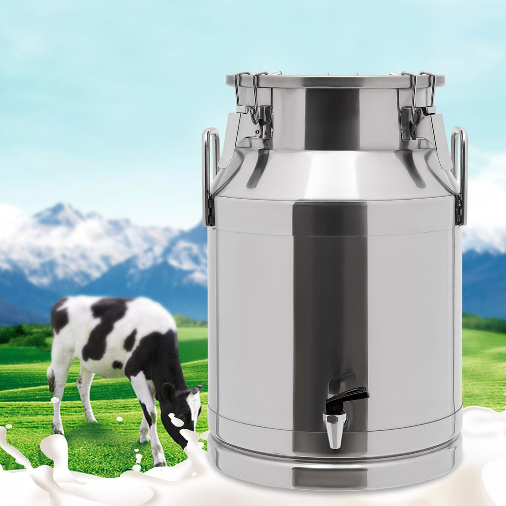 30L Stainless Steel Milk Can with Handle Sealed Lid and Faucet R54270