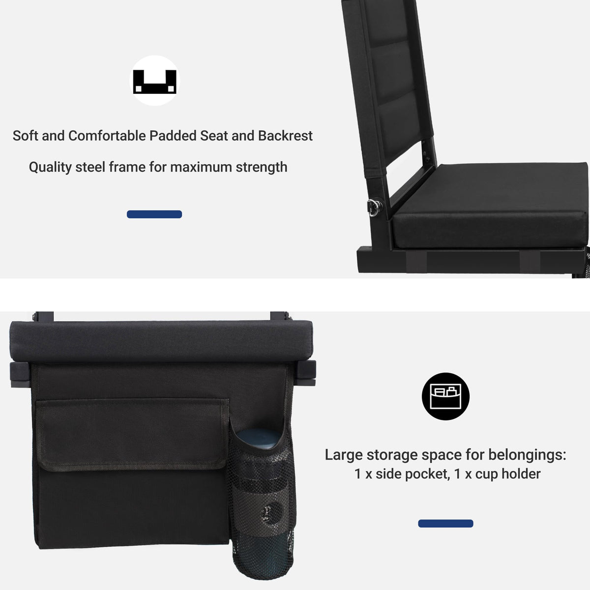 Bleachers Stadium Seat with Back Support and Cushion Q580297