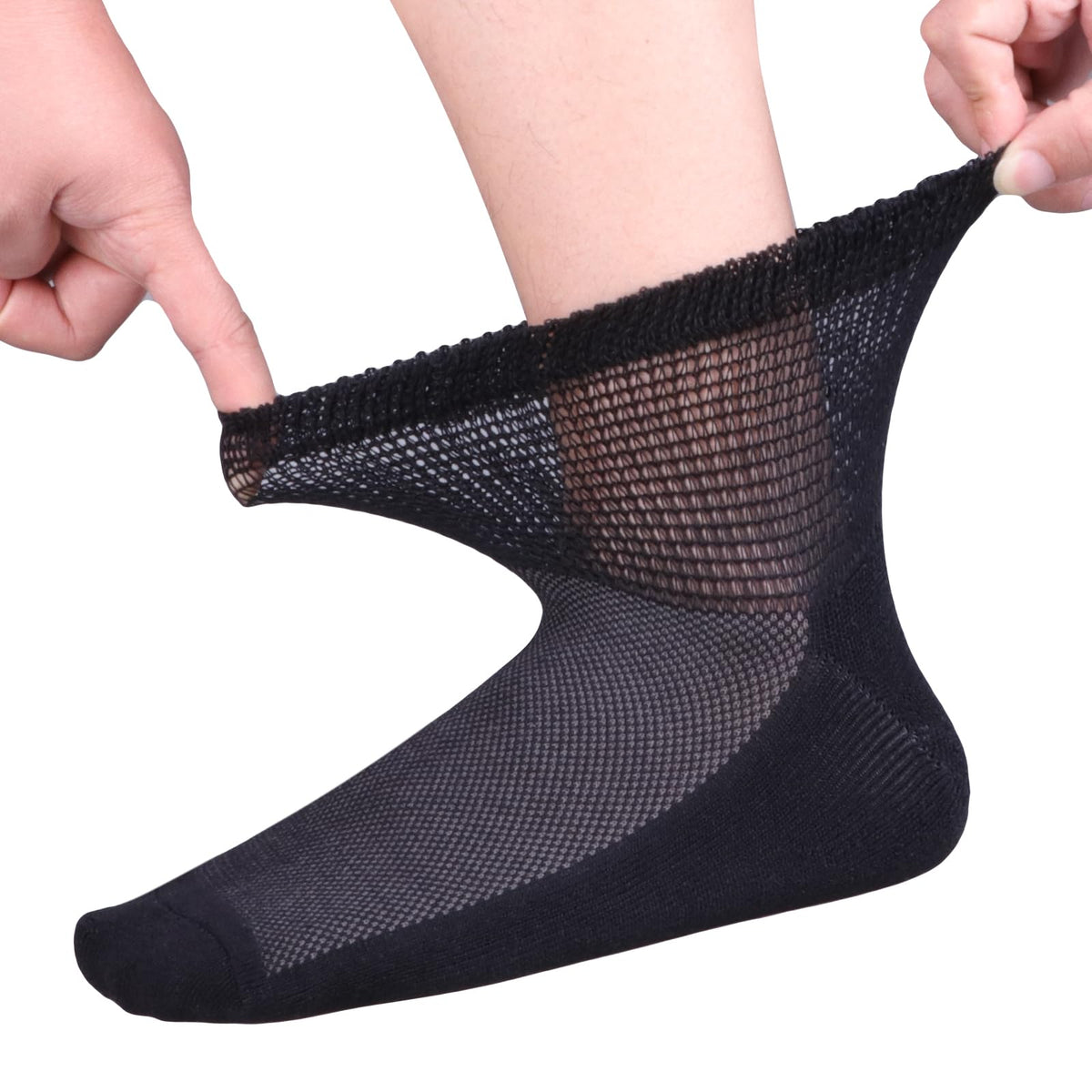 Bamboo Viscose Diabetic Socks, Black, Size 10-13, 5 Pairs H23676