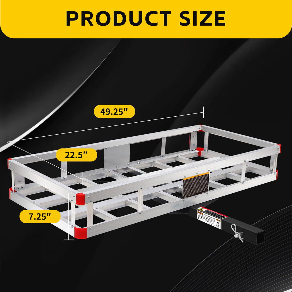 Aluminum Cargo Carrier with High Side Rails, 500-lb Load Capacity, Grey, 49" x 22.5" F7181