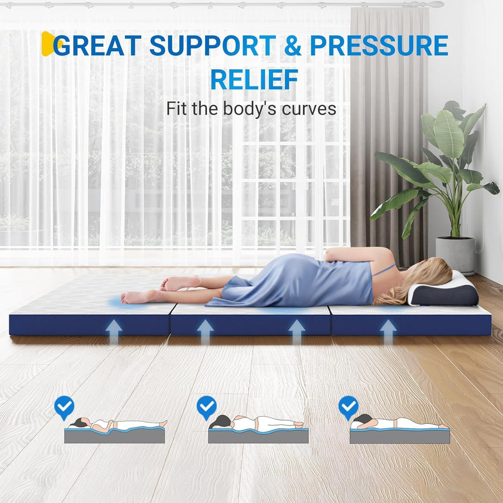 4 Inch Tri-Fold Memory Foam Mattress Topper N978838