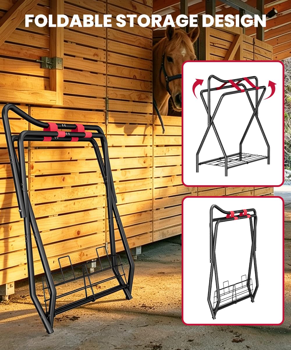 Portable Folding Saddle Rack with Storage R55678