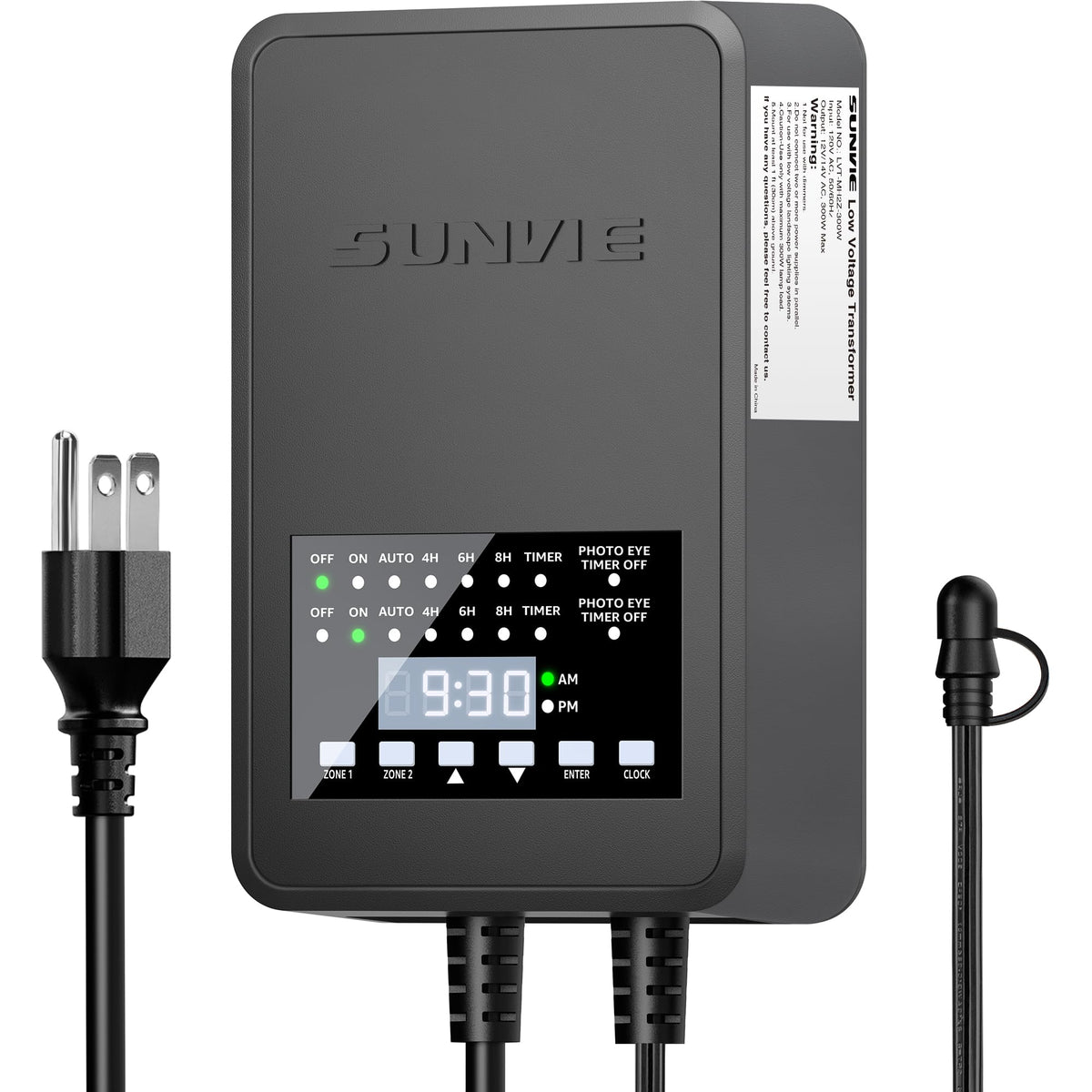 300W Low Voltage Landscape Transformer with Timer and Photocell Sensor S508756