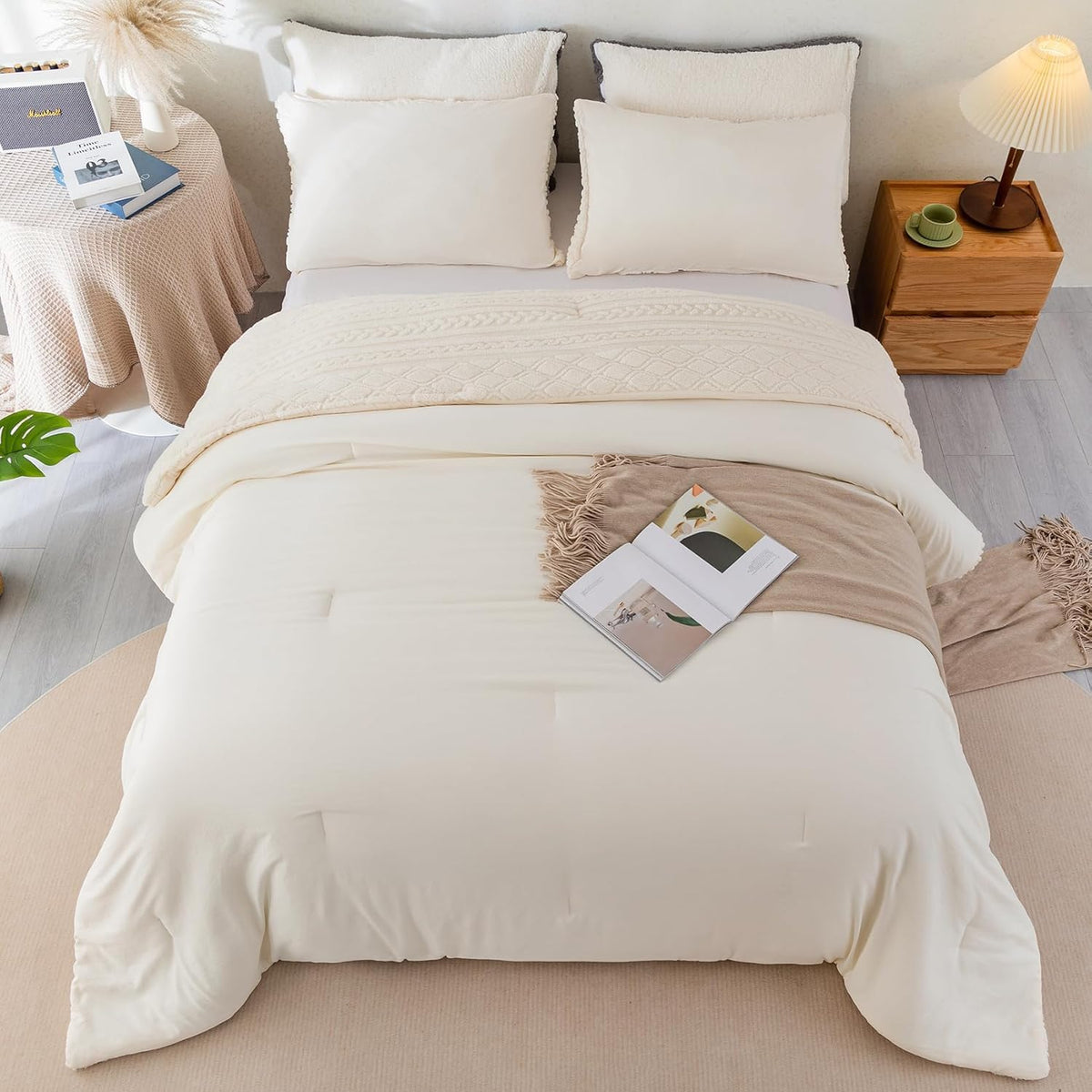 White King Size Sherpa Fleece Down Alternative Comforter Set M98810