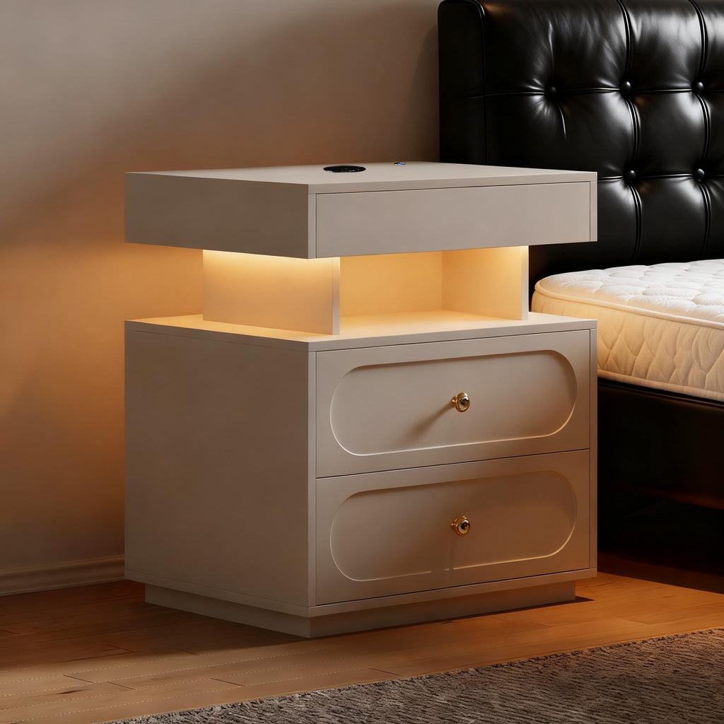 3-Drawer LED Nightstand with Light C2691