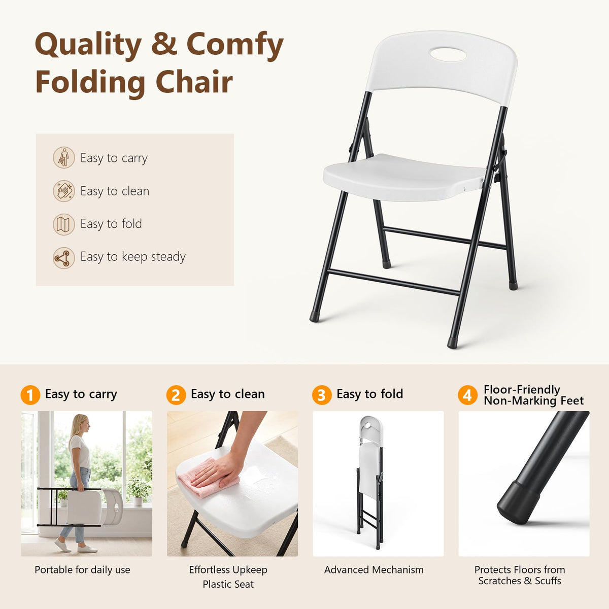 White 10 Pack Plastic Folding Chair Q737