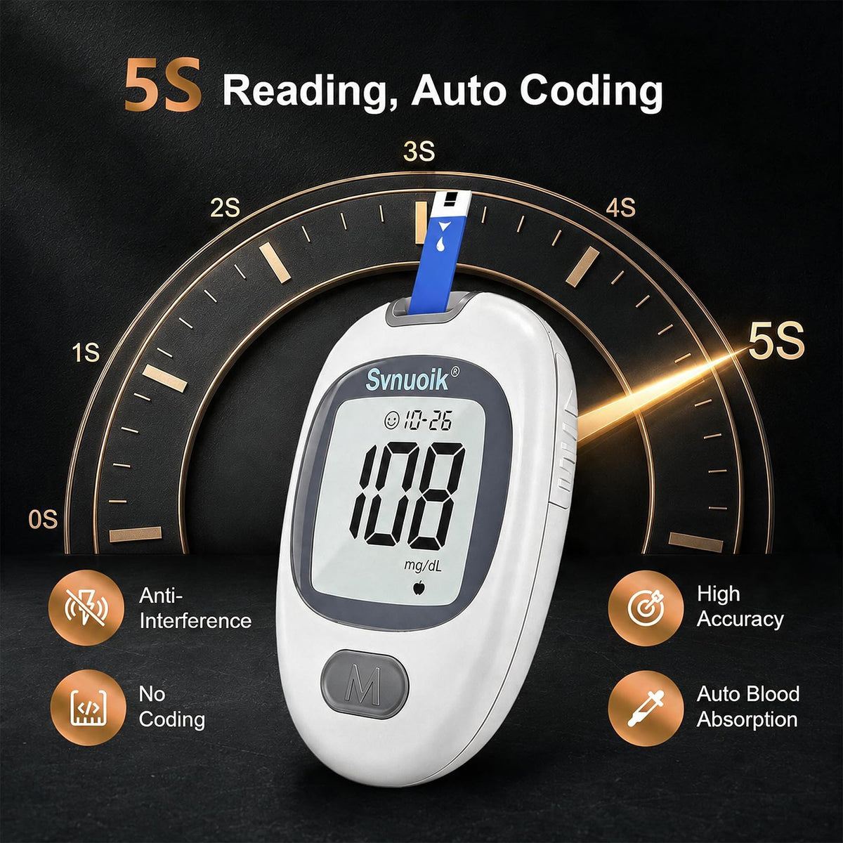 Blood Glucose Monitor Kit with 100 Strips & Lancets M461839