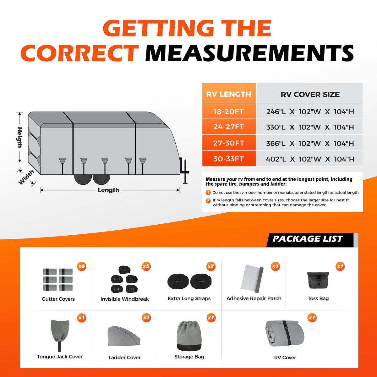 30-33FT 9 Layers Waterproof Travel Trailer RV Cover C6259